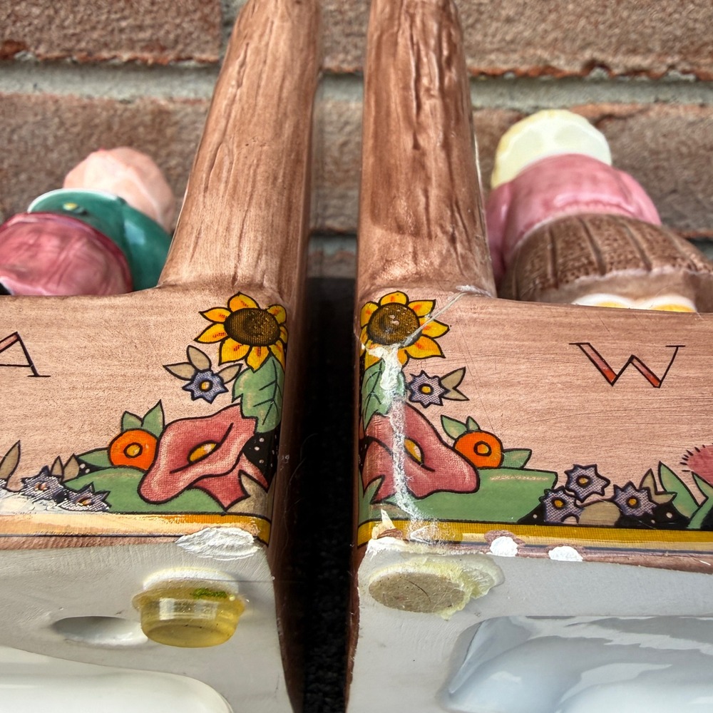 Mary Engelbreit Bookends Kids Girls Dog Brown Make A Wish Vintage Ceramic Decor - Picture 7 of 16